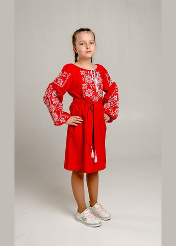 Червона вишита сукня для дівчинки vishivano4ka 850-8 візерунок квітковий бавовна (307151039)