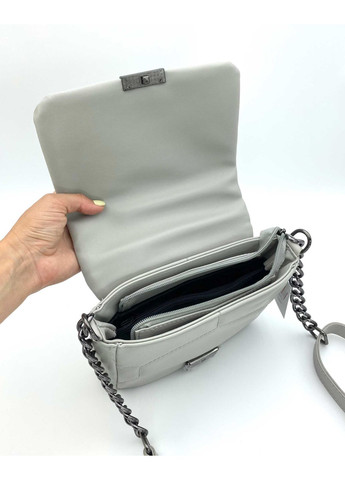 Женская сумка «Санди» экокожа серая молодежная мягкая сумка на плечо с молнией и косметичкой ProDobro (367267064)