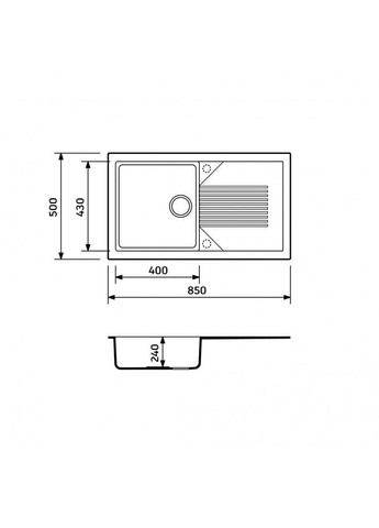 Кухонная мойка из искусственного камня/кварцевая 850х500х240мм, прямоугольная NOVAK Теракотовый (33840850500) Adamant (370769896)