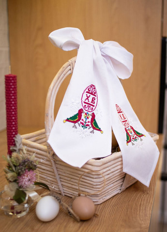 Пасхальный бант белый «Христос Воскрес» Едельвіка Бант на великодній кошик (325860781)