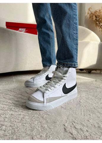 КРОССОВКИ ЖЕНСКИЕ NIKE BLAZER MID WHITE BLACK НАЙК БЛЕЙЗЕР No Brand чёрные демисезоны (368867631)