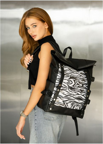 Рюкзак жіночий з екошкіри 20 л міський спортивний з відділенням для ноутбука маленький Чорний 39653 Sambag (355884699)