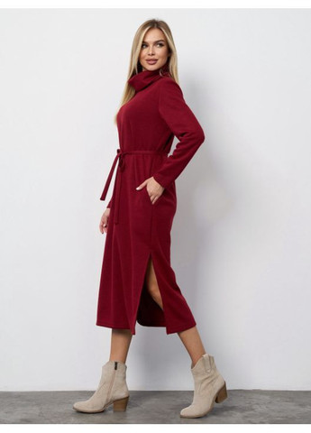 Бордова повсякденний, ділова, кежуал ангорова сукня-гольф із розрізами No Brand однотонна