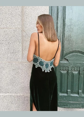 Зелена кежуал оксамитова сукня Zara однотонна
