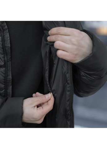 Чорна зимня чоловіча зимова куртка плащівка на пуху чорна Freedom