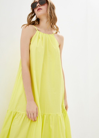 Жовтий кежуал довга вільна сукня із бавовни жовтого кольору. ORA однотонна