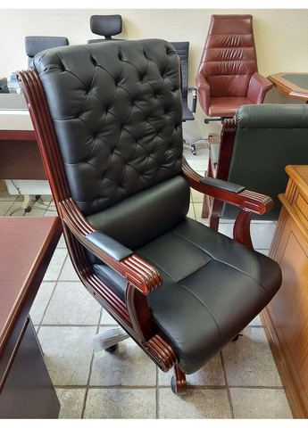 Кресло руководителя Сорренто черное Діал (363186477)