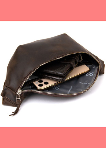 Сумка чоловіча через плече шкіряна бананка 11154 Коричнева Grande Pelle (302008857)