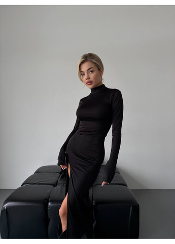 Черное вечернее элегантное мини платье из микродайвинга – универсальный тренд этого сезона ❤️ (замеры в описании) Vione однотонное