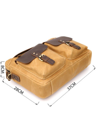 Стильний портфель з якісного текстилю зі шкіряними вставками 20874_1 Світло-коричневий Vintage (362971700)