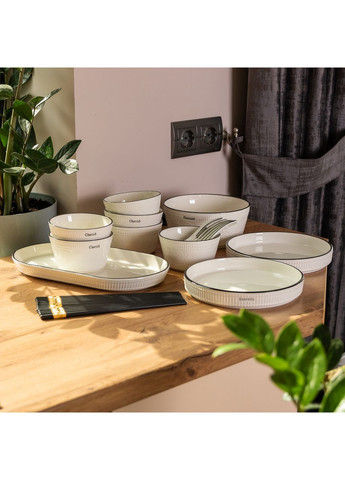 Белый керамический столовый набор из 22 предметов. Yiwu (365728943)