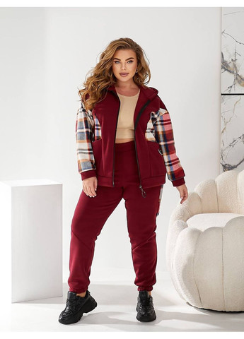 Теплый спортивный костюм трехнитка на флисе +Флис клетка,брюки и кофта с капюшоном Україна (367184604)