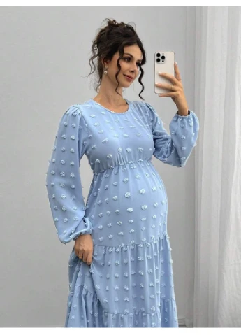 Голубое кэжуал платье для беременных SHEIN однотонное