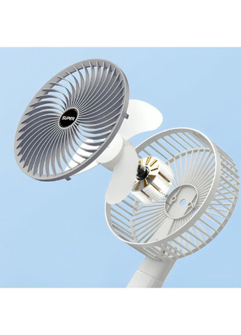 Настольный аккумуляторный мини вентилятор на прищепке с вращением на 360 градусов 3 режима работы 29 х 18 см (480173-Prob) Белый Unbranded (330365284)