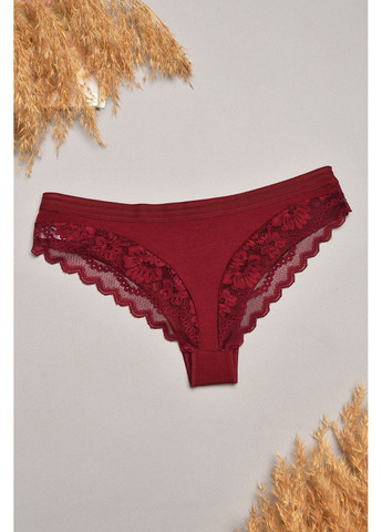 Трусы женские бордового цвета с гипюровыми вставками Let's Shop (366063162)