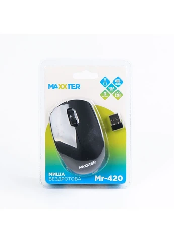 Бездротова миша середня чорна USB 1200 DPI Maxxter (372445497)