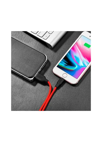 Дата кабель USB 2.0 AM to Lightning 1.0m 2A silicone X21 black+red (6957531071372) Hoco (390646713)