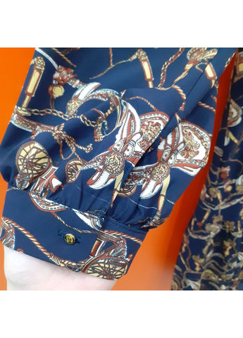 Темно-синя сукня stimma віскоза принт довгий рукав синя No Brand