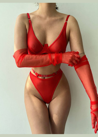 Красный демисезонный соблазнительный комплект женского нижнего белья No Brand
