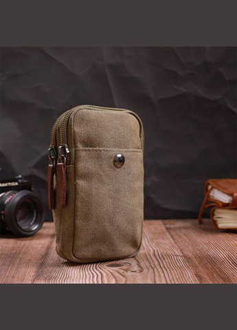 Сумка чоловіча Барсетка з металевим карабіном із текстилю Оливковий Vintage (317365285)