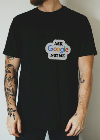 Черная футболка черная мужская "ask google not me" Ctrl+