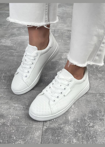Белые демисезонные удобные кроссовки с перфорацией No Brand
