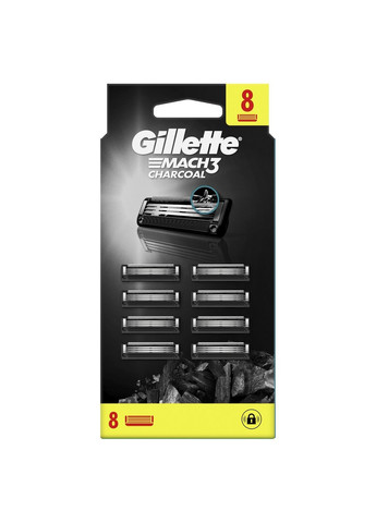 Змінні картриджі для гоління (леза) чоловічі Mach3 Charcoal, 8 шт Gillette (304575336)