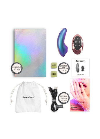 Вакуумний кліторальний стимулятор DREAMER – IRIDESCENT TURQUOISE, пестощі язичком,пульт Love To Love (305831618)