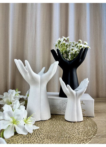 Ваза керамічна Долоні біла, 18х12х22см Home Decor (361966347)