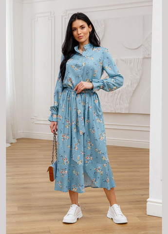 Блакитна кежуал, святковий, ділова сукня ри мари флорет пл 2420 з пишною спідницею RiMari