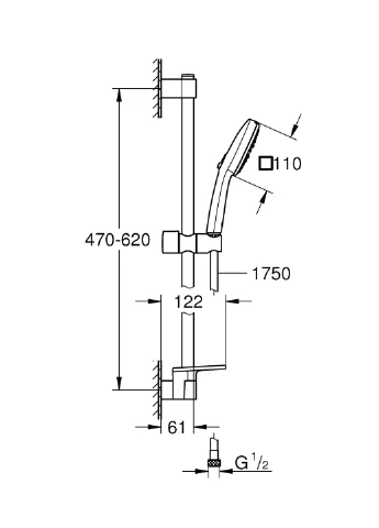 Набір для душу Tempesta Cube 110, 3 режими, з поличкою (27576003) Grohe (388591602)