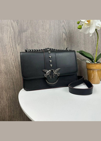 Жіноча сумочка-клатч-стило Pinko чорна з червоними вставками, маленька сумка Пінко з пташками No Brand (334729519)