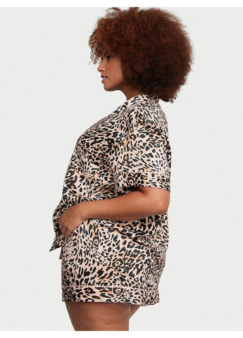 Комбінована всесезон піжама satin short pajama set leo Victoria's Secret