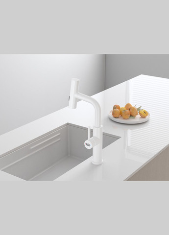 Змішувач на кухню водоспад з висувною лійкою білий LW-35 Nett (337718082)