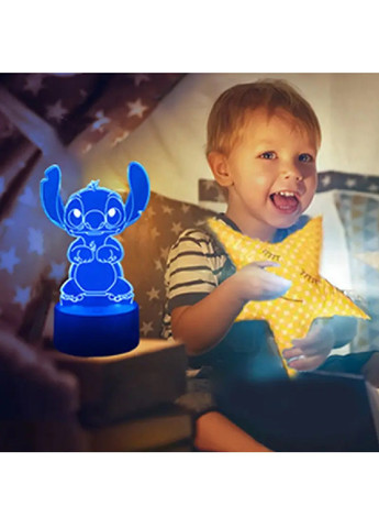 Настільний 3D LED нічник з пультом роботою від USB регулюванням режимів підсвічування 16 кольорів світіння (480827-Prob) Стіч Unbranded (344464790)