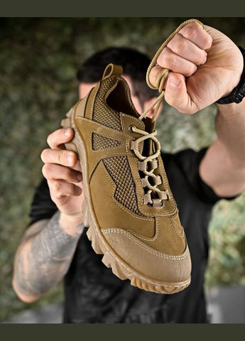 Тактические кроссовки из натуральной кожи + сетка койот Freedom (333155033)