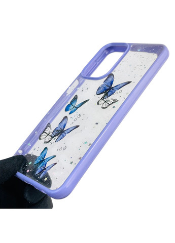 Чехол для Galaxy A23 4G (SM-A235F) с блёстками с бабочками на самсунг а23 4г сиреневый Samsung (366390259)