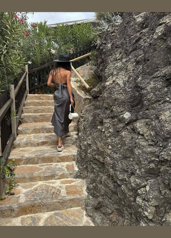 Якісний костюм 2 з льону в одному розмірі 42-46, прогулянковий графітовий костюм двійка з натуральної тканини No Brand 108 (297597116)