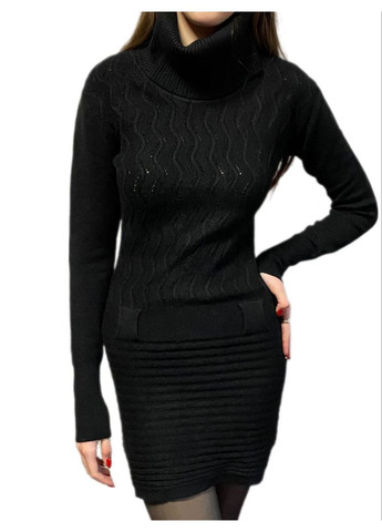Чёрное теплое платье-гольф Fashion Club (285277376)