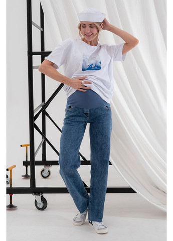 Джинси для вагітних широкі з високим поясом сині Юла мама - (352539049)