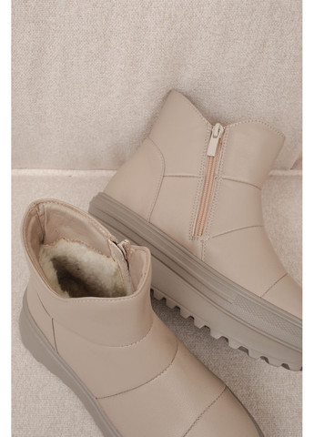 Жіночі зимові шкіряні черевики світло-бежевого кольору на високій підошві з боковою блискавкою (відшив 3 дні) Paradize (366031299)