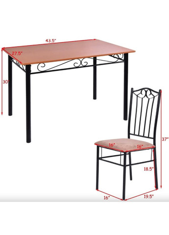 Комплект меблів Sofi стіл і 4 м'яких стільці Costway (362028101)