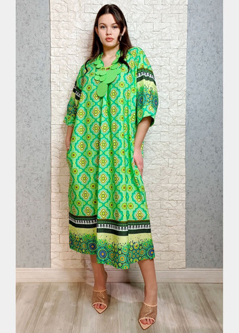 Зеленое повседневный, кэжуал платье оверсайз New Collection с абстрактным узором