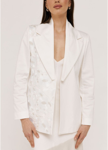 Жіночий піджак "Весняночка", 100% бавовна, білий з машинною вишивкою гладдю, знімний комір-трансформер, розміри S-2XL MOTYV (371401890)