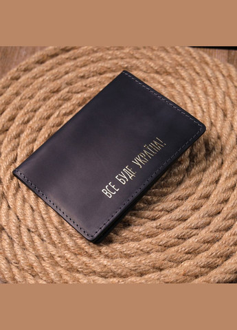 Матовая обложка на паспорт в винтажной коже Украина черная 16725 Grande Pelle (362418291)