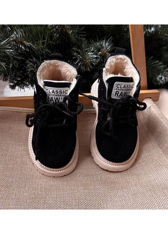 Черные зимние ботиночки зимние детские с мехом raw черный No Brand
