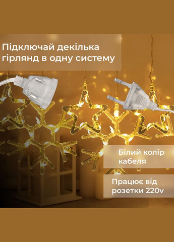 Гірлянда штора 3х0,9 м сніжинка зірка на 145 LED лампочок світлодіодна 10 шт Жовтий 1733068Y Garlando (353504935)