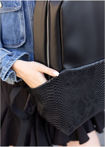 Жіночий рюкзак з відділенням під ноутбук Чорний з принтом крокодил (4500311544) Sambag (361244576)