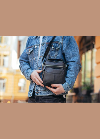 Мужская черная сумка кроссбоди из натуральной кожи Tiding Bag (302390961)