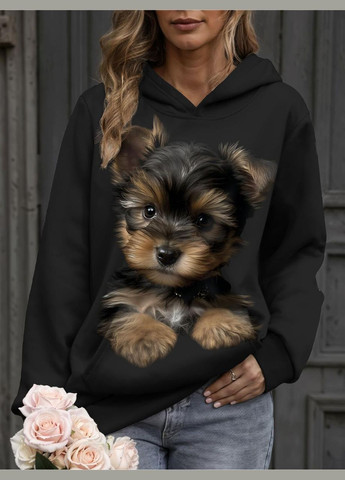 Жіноче худі з принтом собачки тяу тяу Яскраво (323652219)